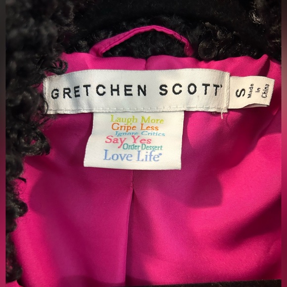 Gretchen Scott Curly Faux Lambswool Jacket in Black and Pink, Size S - Picture 6 of 8
